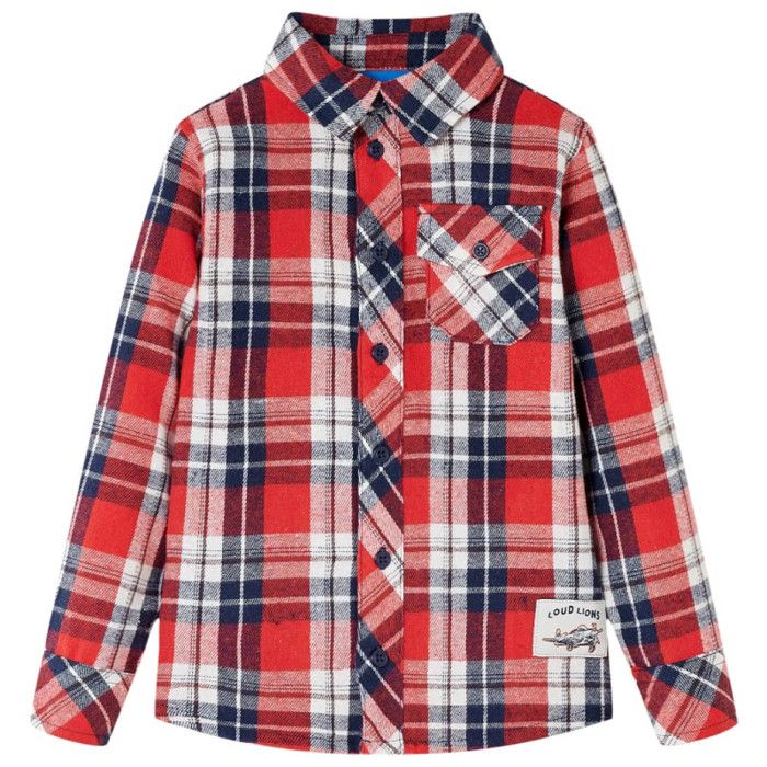 Chemise à carreaux pour enfants rouge et bleu marine 92/104/116/128/140