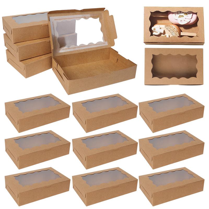 30Pcs Cake Bakery Boxes With Window For Chocolates Candy Dessert Cupcake Packing Birthday Party Wedding Supplies Christmas Gifts