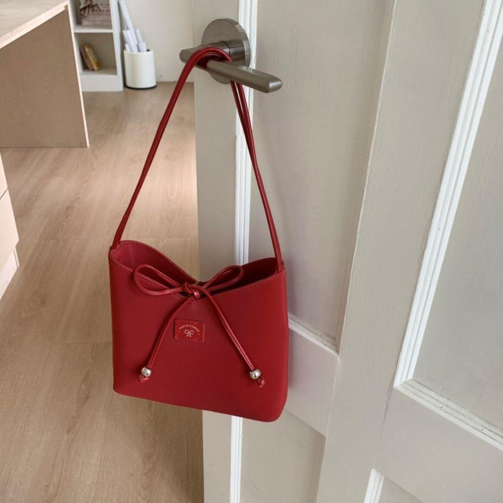 Korean Bow Bucket Bag Y2k Shoulder Bag Casual Bowknot Armpit Bag Girls