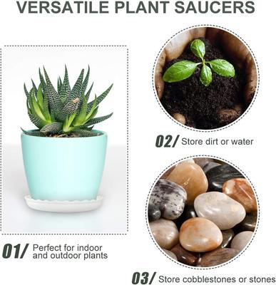 Plant Trays, 6, 8, 10 Inch Durable Plastic White Round Plant Pot Trays, Drip Trays for Indoor and Outdo