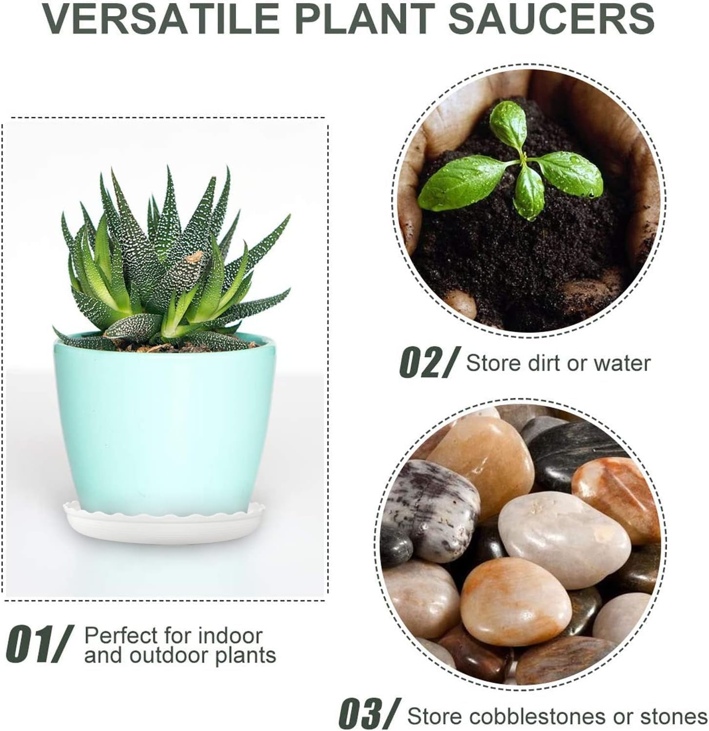

Plant Trays, 6, 8, 10 Inch Durable Plastic White Round Plant Pot Trays, Drip Trays for Indoor and Outdo United States