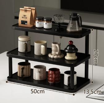 Wood Multi-Layer Coffee Mug Display Rack Stepped Countertop Cup Holder Space Saving Storage Shelf for Kitchen Office Living Room
