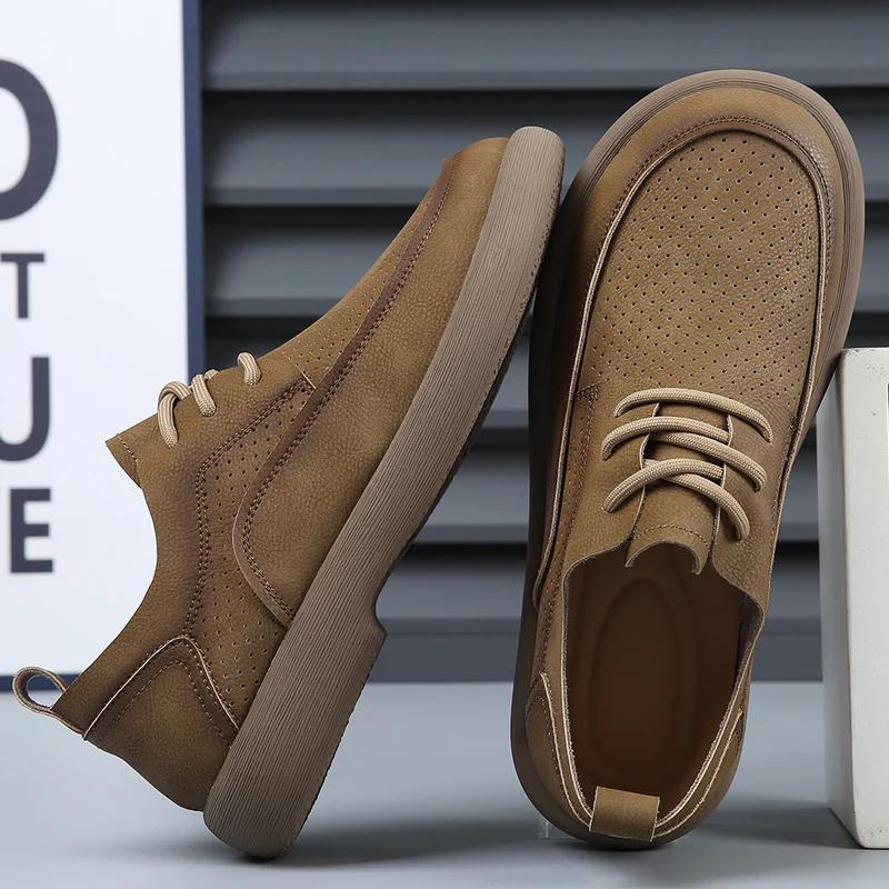 Mode Echtes Leder Schuhe Herren Schnürschuhe Oxfords 2024 Kuh Lässig Business Weich Schwarz Braun Hohe Qualität Frühling Herbst Herrenschuhe