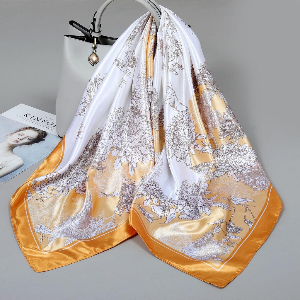 90 Square Scarves, Silk Scarves, Women's New Spring and Summer High-end Sense Versatile, Thin Scarves, Shawls Outside