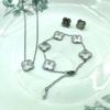 Minimalist 18K Gold Clover Bracelet Set Fashion Jewelry Women