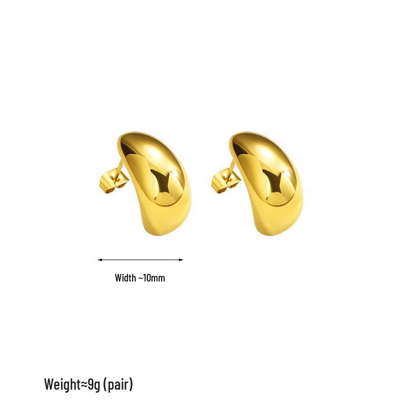 European & American Style Crescent Moon Teardrop Earrings: Non-fading, Smooth Titanium Steel for Women