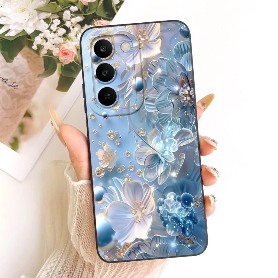 Per Realme C83 C100 Custodia per Telefono Floreale Margherita Estetica Luna Notte Modello Fiocco Funda Copertura Posteriore in Silicone Morbido Opaco Realme P4 Lite