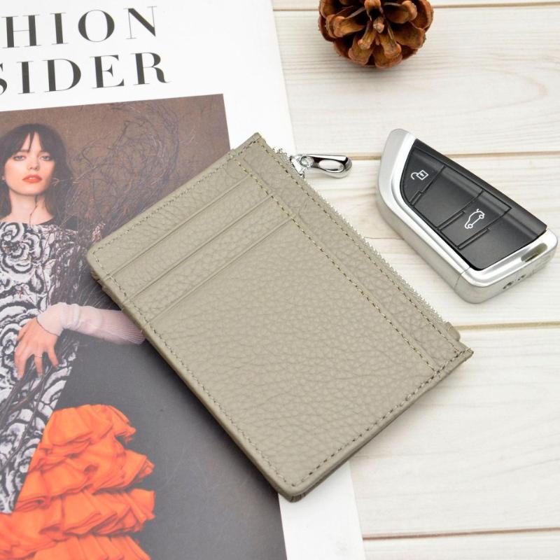 Men's Women Genuine Leather Bifold Wallet Multi Card Slots Accordion Zipper Coin Pocket Anti-theft Short Purse