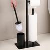 Floor Standing Toilet Paper Holder Stainless Steel Integrated Bathroom Accessories Black Toilet Brush Holder Cleaning Tools