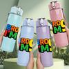 1PC Bro I Am 9 Color Text Print 750ml Color Plastic Sports Water Bottle Leakproof Flip Straw Lid Suitable for Sports Office Home Use