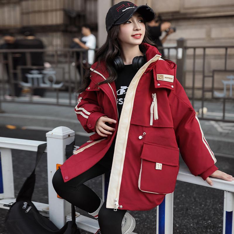 

Стильная зимняя парка для девочек 2025 - Модное, утолщенное пальто из пуха белой утки 150cm