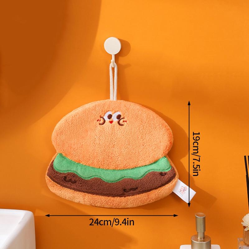 Thickened Cartoon Hand Towel Coral Fleece Bathroom Kids Wash Hand Cloth Kitchen Hanging Towel Super Absorbent Rag Handkerchief