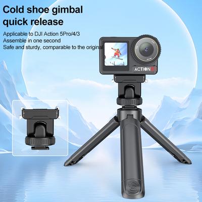 PULUZ PU727B For DJI Osmo Action 5 Pro/4/3 Cold Shoe Mount Quick Release Base 75 Degree Tilt Adjustment