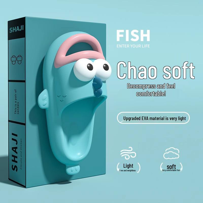 

Женские летние нескользящие забавные сандалии в виде рыбок - Милые и необычные уличные тапочки для мужчин и женщин, 2025. 44-45 синий