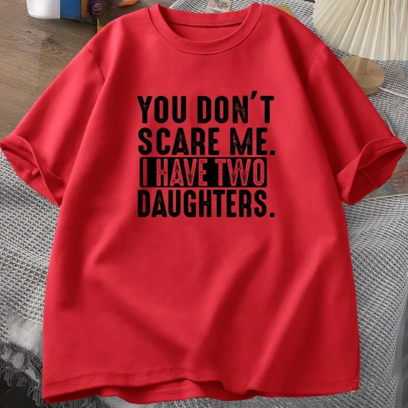 Смешной подарок на День отца от дочерей Футболка Мужская Ты меня не пугаешь, у меня две 2 дочери Футболка Папа Отец Футболка Одежда S