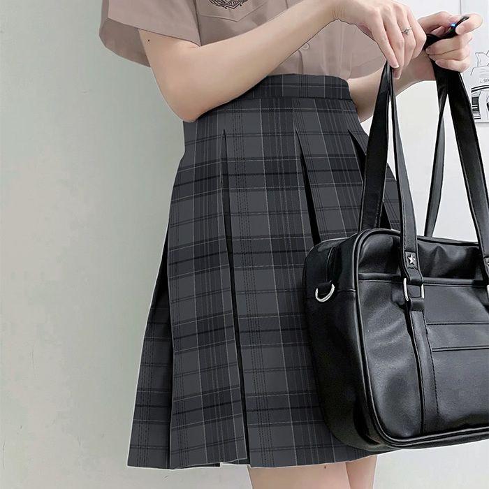 Authentic Japanese Plaid Pleated Skirt - Black Warrior Academy Style