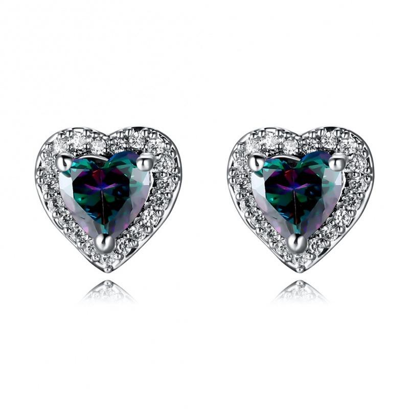 Premium micro-studded diamond zircon heart stud earrings, bright and chic Zhuoyun standard earrings