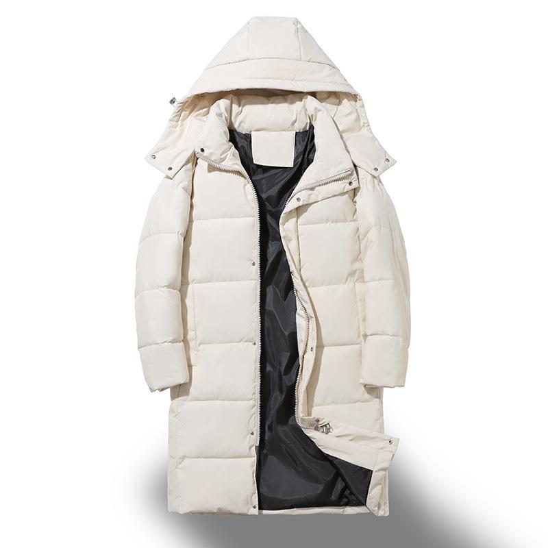 New Couple Loose Over-knee Down Cotton Jacket for Winter Men and Women Extended Hooded Cotton Jacket for Warm Jacket