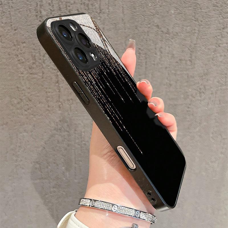Meteor Shower Pattern Tempered Glass Phone Case For iPhone 17 16 15 14 13 12 11 Pro Max 17Air 16E 7 8 Plus XR XS X Back Cover