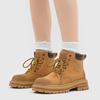 Leather Big Yellow Boots Couple Model 2025 Autumn Thick-soled Classic Big Head Short Boots Lace-up High-top Martin Boots Versatile