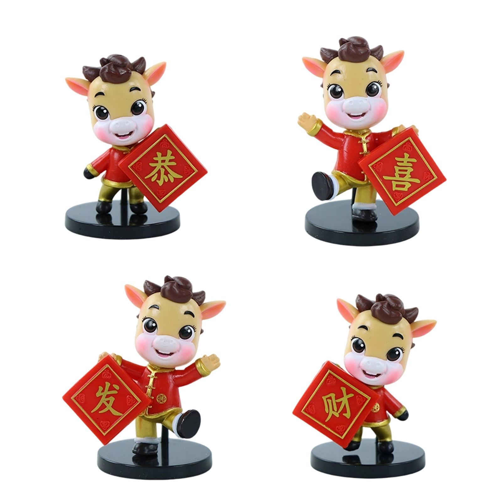 

4 PC Year Of Mascot Handmade New Year s Congratulations And Trendy Cake Desktop Creative Ornament one size