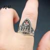 Open Finger Ring Retro Hollow Castle for Men Women, Gothic Church Statement Carved Ring, Non Tarnish Alloy Carving Hypoallergenic Jewelry