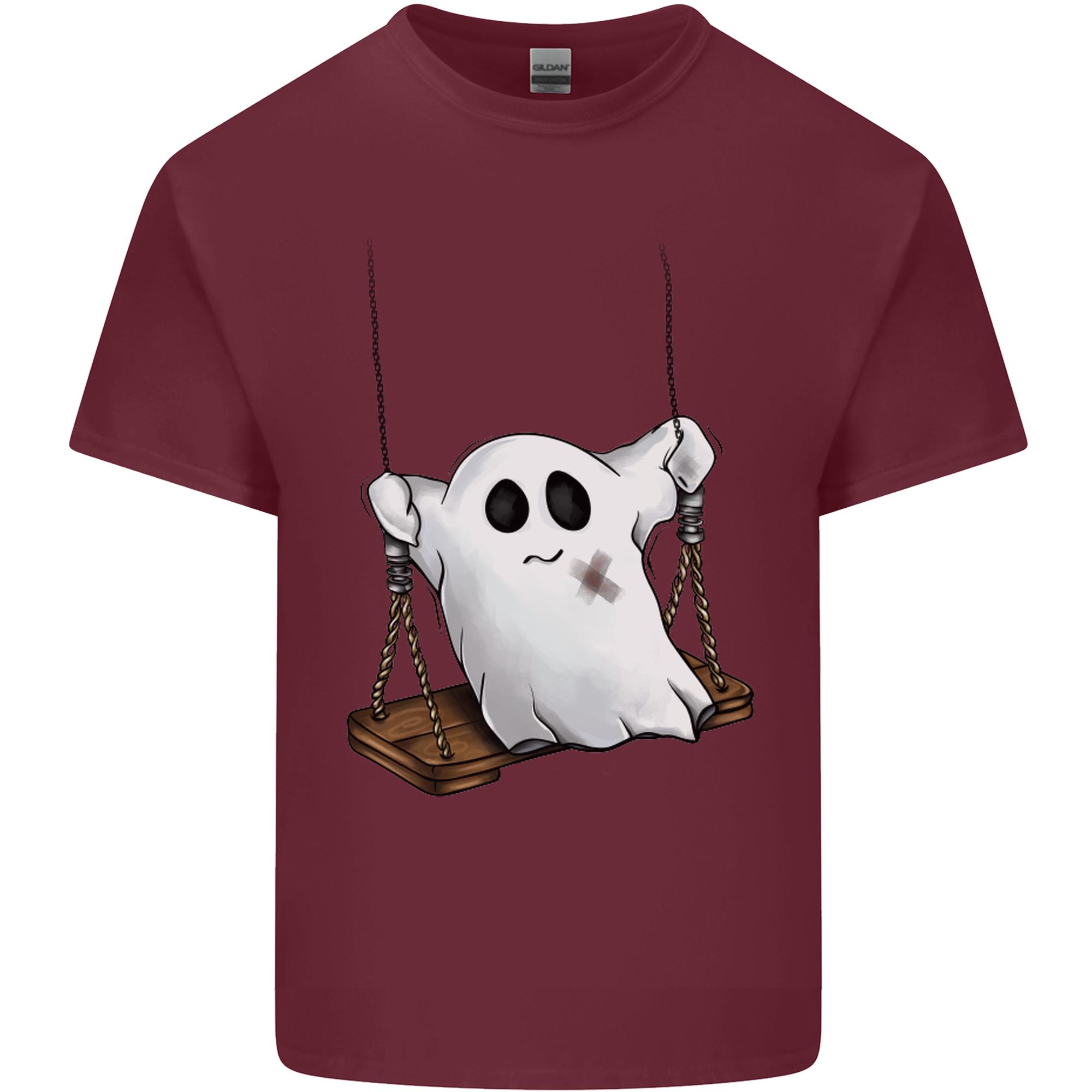 A Ghost on a Swing Halloween Funny Spirit Unisexs Light Cotton TShirt S