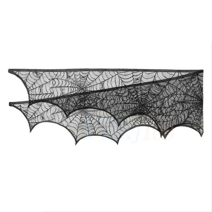 Nappe - NAMOTU - Rectangulaire - Dentelle en polyester - Décoration Halloween - Noir