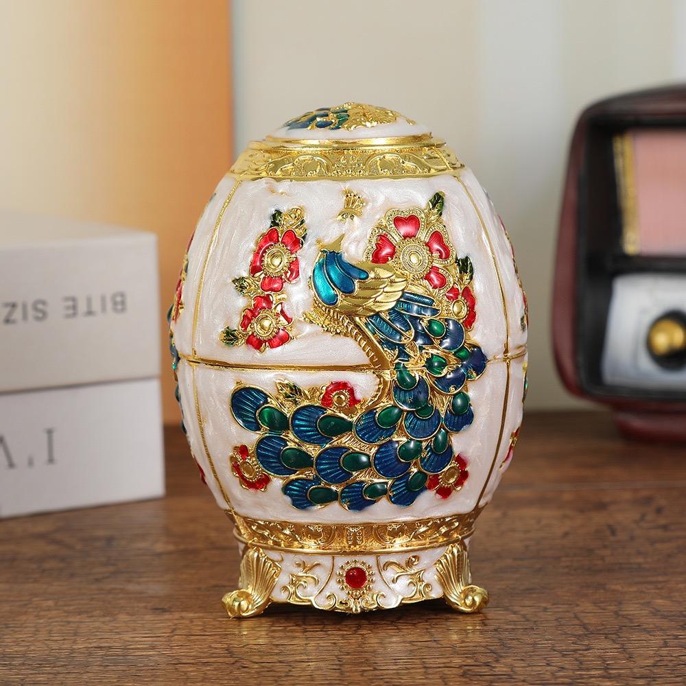 Automatic Push-type Toothpick Box Alloy Enameled Peacock Toothpick Organizer Holder Display Party Desktop Decoration Unique Gift