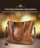 Trendy 2025 Retro Waxed Patent Leather Shoulder Tote for Women