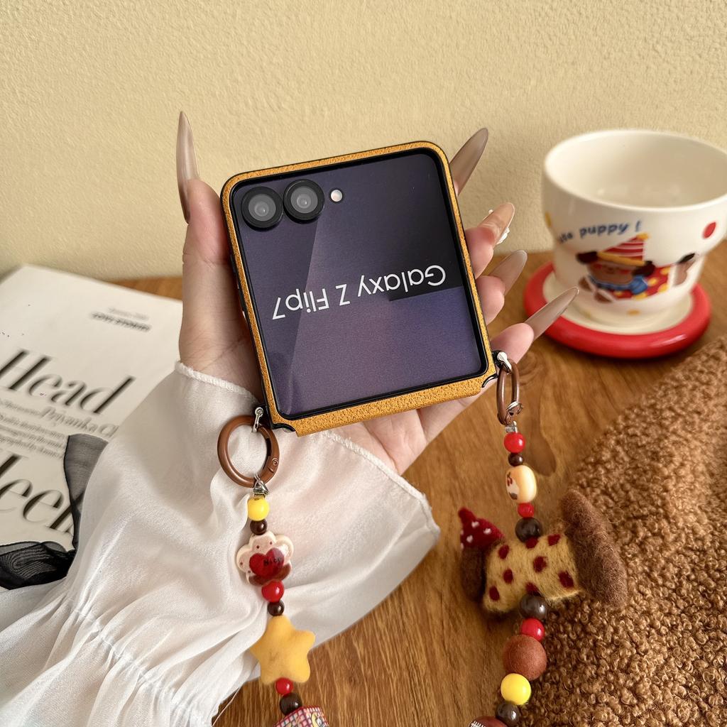 Autumn and Winter Plush Dachshund Suitable for Samsung ZFlip7 Mobile Phone Case Folding Screen Zflip6/5 Lanyard 4 Protective Case