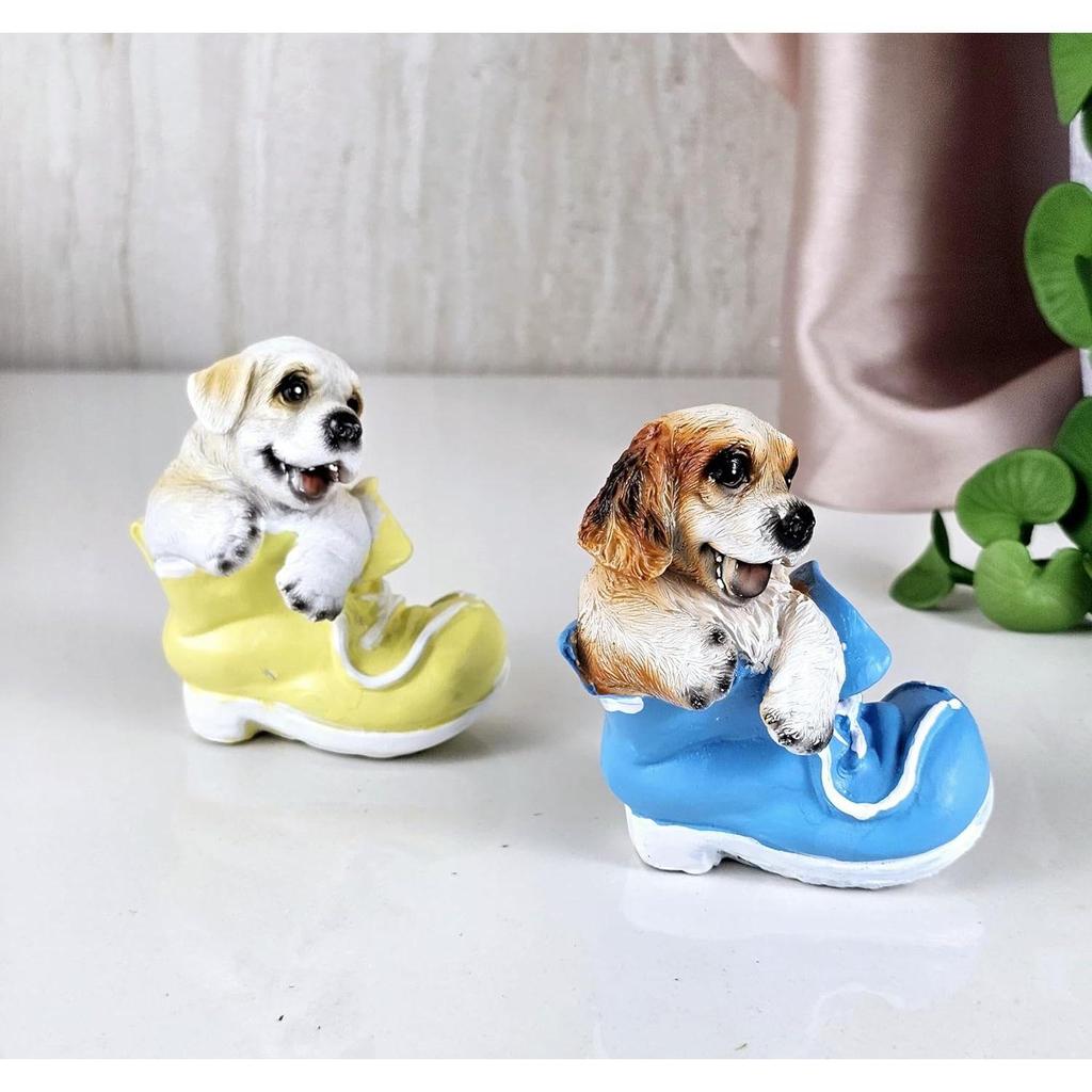 Set (2 Pieces) Dog Miniature Figurines | Decorative Showpiece | Gift for Him/Her, Mother's Day, Home, Bedroom, Living Room,