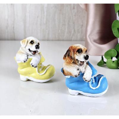 Einstellen (2 Stücke) Hund Miniaturfiguren | Dekoratives Ausstellungsstück | Geschenk für Ihn/Sie, Muttertag, Zuhause, Schlafzimmer, Wohnzimmer,