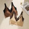 Wireless Soft Support Bra Small Busts - Seamless Push-Up With Fixed Straps Breathable Ice Silk Fabric 3/4 Cup