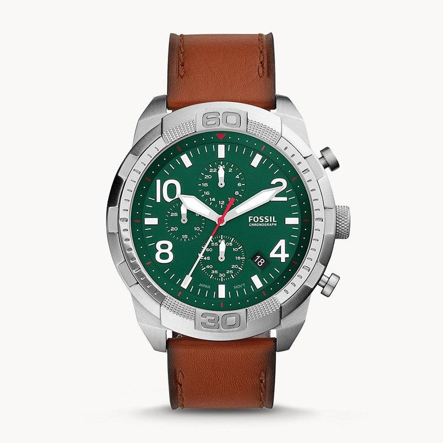 

Fossil Bronson Chronograph Green Dial Leather Strap Quartz FS5738 Men s Watch