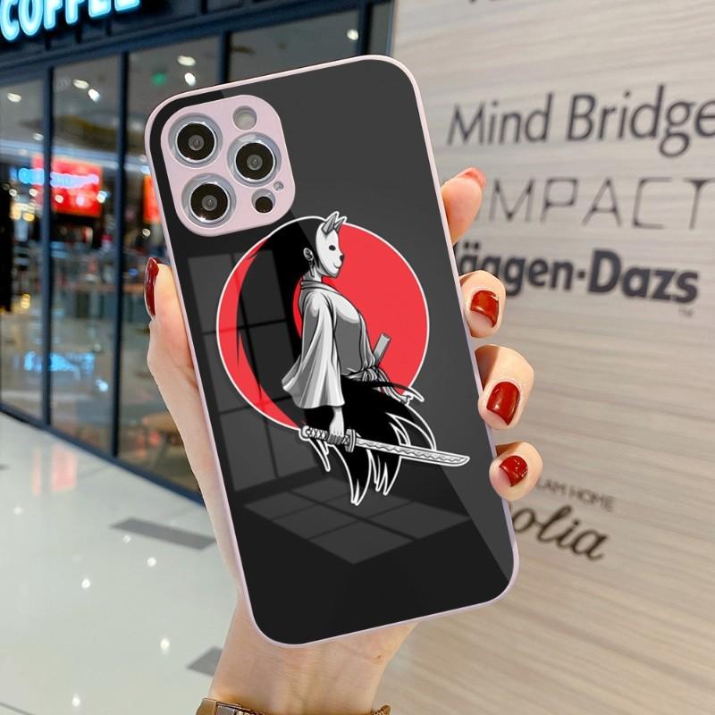 Samurai Gril Women Phone Case For IPhone 14 13 12 11 Pro Max X XR XS 8 7 Plus Liquid Glass Color Phone Cover