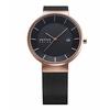 BERING Solar Watch for Men and Women (Unisex) Black and Rose Gold Stainless Steel with Mesh Strap and Sapphire Crystal (Product Number: 14639-166) Off