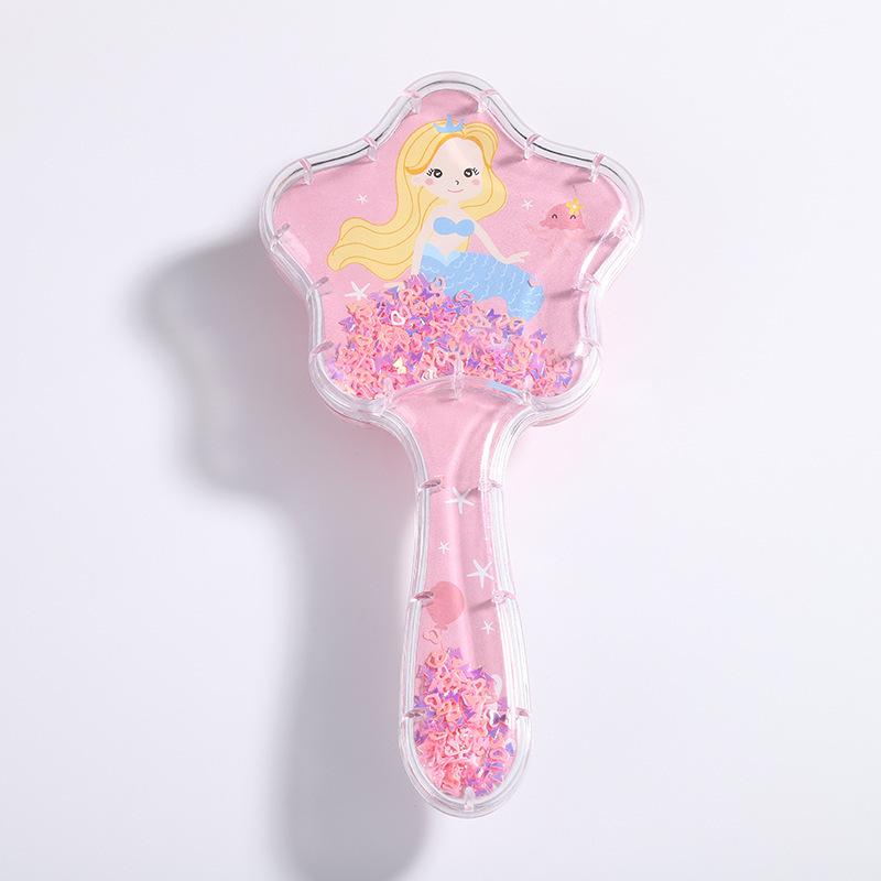 2023 New Cartoon Quicksand Comb with Glitter and Foam Hair Cushion Massage Comb for Cosmetic Styling