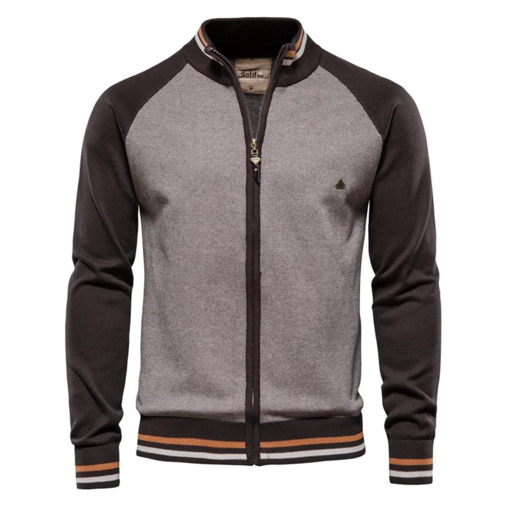 TrendHub Spliced Cardigan Men Streetwear Casual High Quality Cotton Sweater Men Winter Fashion Cardigans for Men