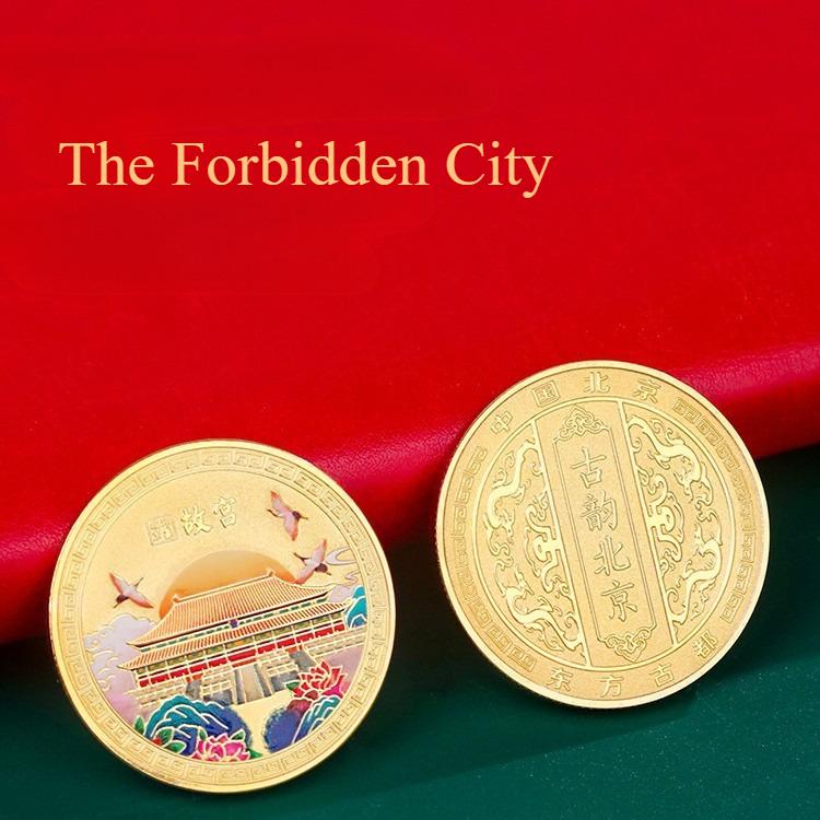 Badaling Great Wall commemorative coin, diameter 40mm, metal gold-plated commemorative medal, Beijing tourist souvenir