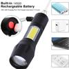 Portable Rotating Cob Mini Zoom Rechargeable Work Torch Keychain 18650 Battery