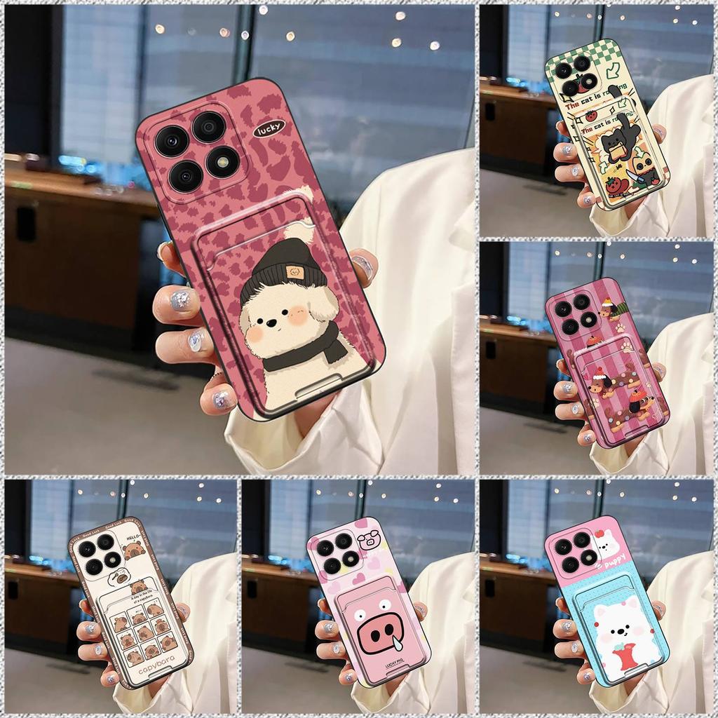 Shockproof Cartoon Phone Case For Honor X8a 4G Soft Case Cover Card Slot Silicone Protective Full Wrap Cute Back Cover