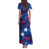 Women's Summer Casual Fashion Print Color Dresses V-Neck Short Sleeve Dresses