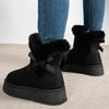 Bowtie Faux Suede Ankle Boots Women Warm Fur Thicken Plush Cotton Padded Snow Boots Thick Sole Chunky Platform Casual Shoes