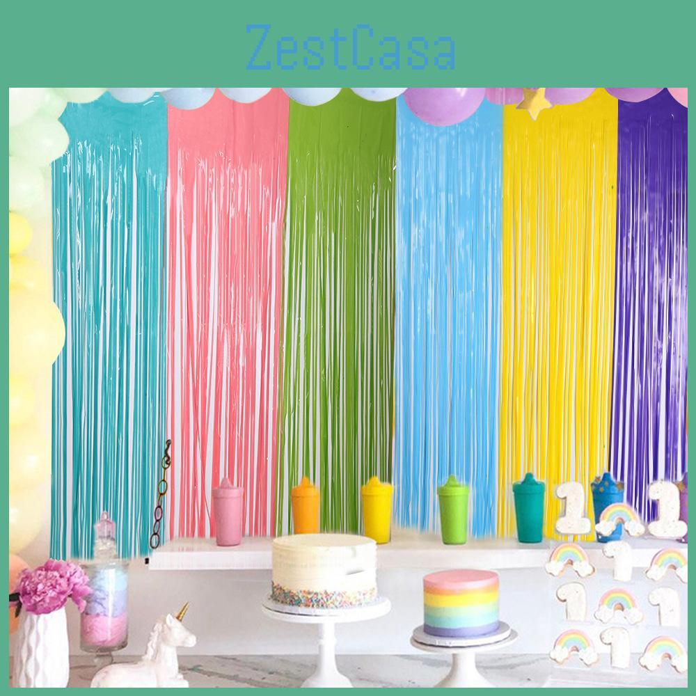Vibrant Fluorescent Macaron Rain Curtain For Kids Birthday Party Decorations 1m X 3m