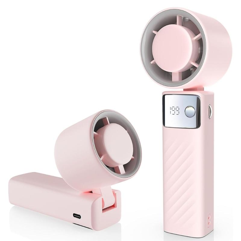 Multifuntional LED Display Fan Efficient Cooling Fan Quiet Powerful Fan 3000mAh Battery ABS Texture for Outdoor Travel