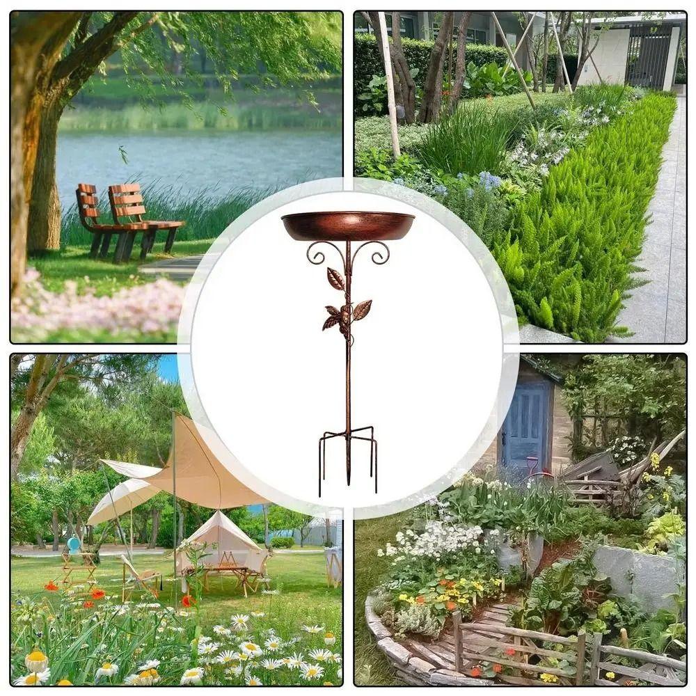 Iron Bird Feeder Ground Plugin Vintage Bird Water Bowl Bird Feeding Dish Garden