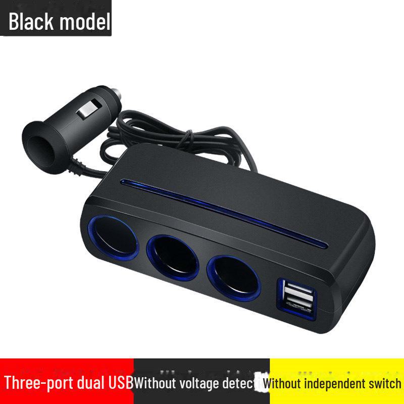 Car Multi-Function Socket & Charger Adapter: 1-to-3 Cigarette Lighter, 1-to-2 Power Distributor Plug