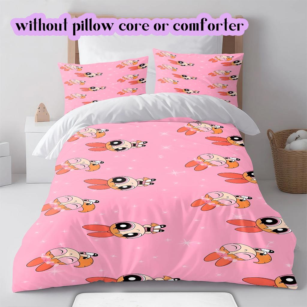 Cartoon characters Pattern Bedding Quilt Set Quilt Cover Pillowcase Home Decoration Birthday Gift (1 * duvet cover + 2 * pillowcase, without core)