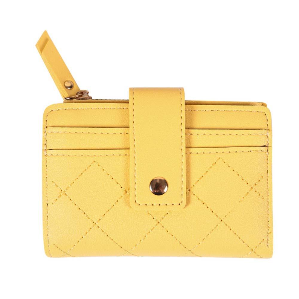 

Прозрачный женский кошелек Lingge, портативный женский короткий кошелек из ПУ, однотонный картхолдер, для бизнеса жёлтый